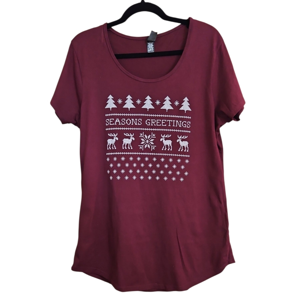 Rags To Raches Burgundy Holiday T-Shirt